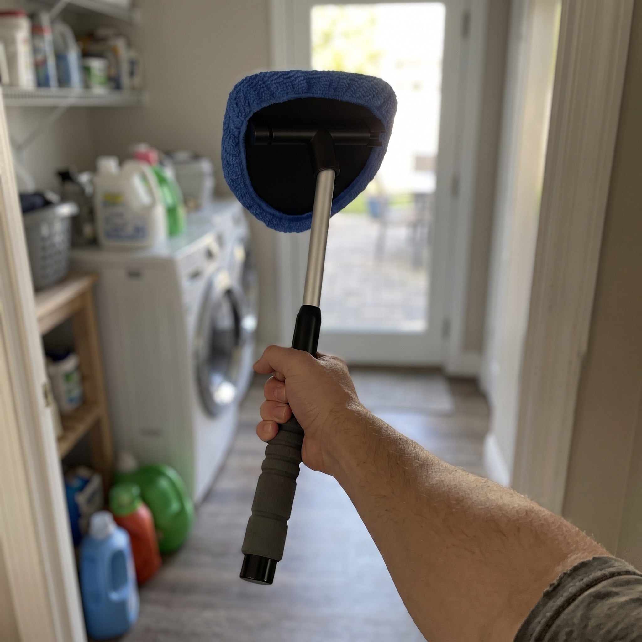 Cleaner carried through a utility room