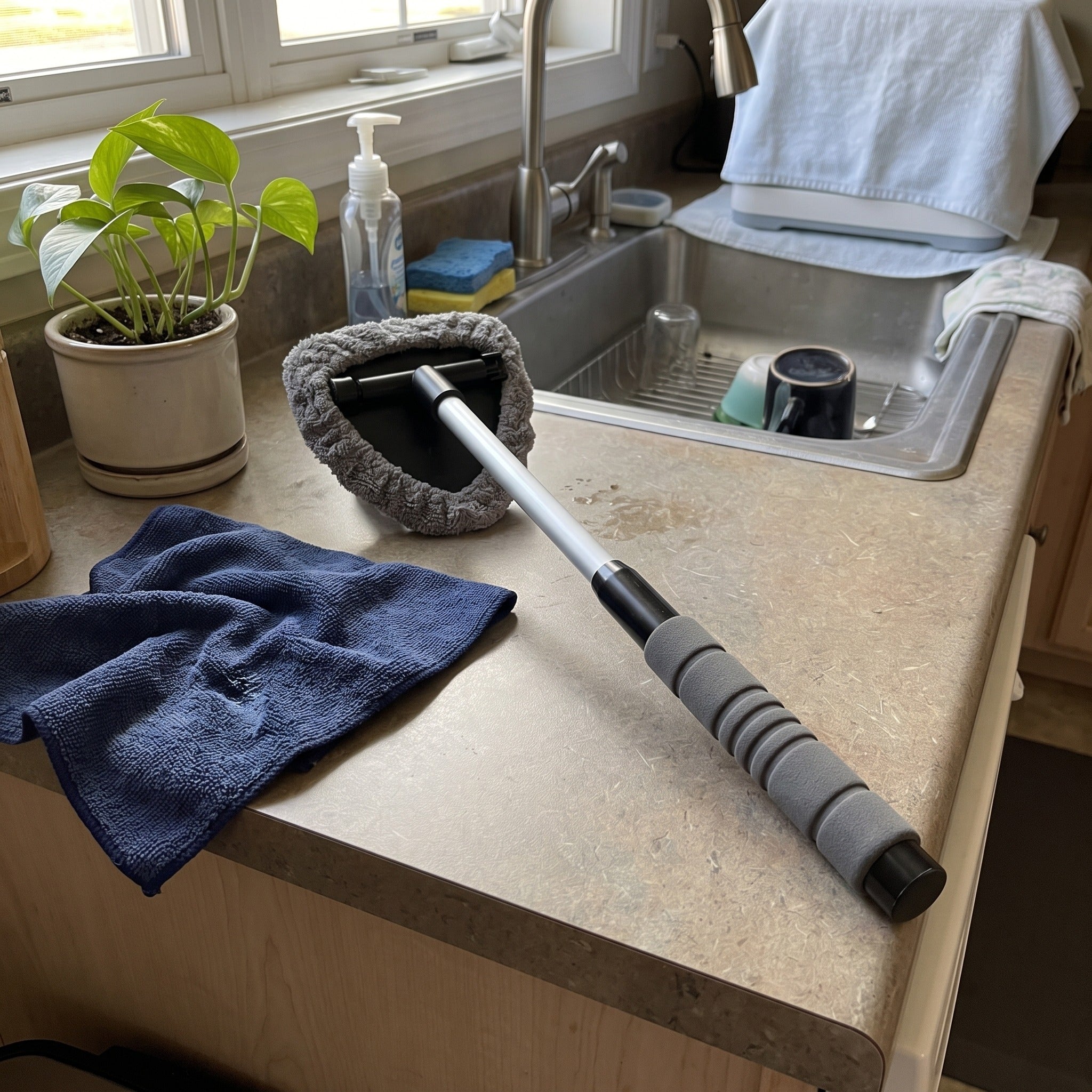 Cleaner put away in a utility room after use